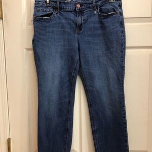 Old Navy Dark Blue Ankle Jeans cropped raw hem size 12
